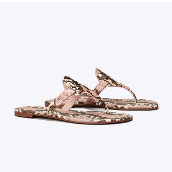 Authentic Tory Burch Miller Sandals & Box Sz 10 🐍🩷🩶 Pink Snakeskin - Picture 11 of 11